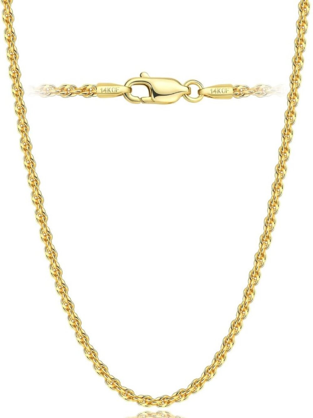 Dainty 14K Gold Rope Chain Necklace for Women & Men, Non-Tarnish, 16-24
